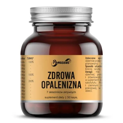 Miniaturka artykułu - Panaseus Zdrowa Opalenizna 7 składnik&oacute;w aktywnych, 50 kaps.