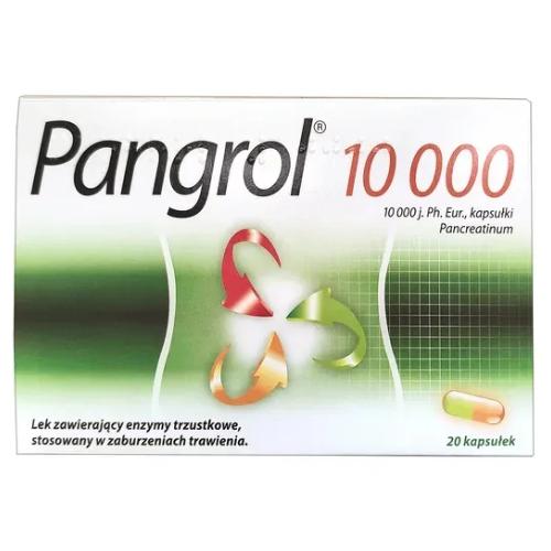 Miniaturka artykułu - Pangrol 10 000, 10 000 j.Ph.Eur. lipazy, 20 kapsułek