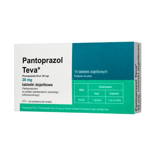 Miniaturka artykułu - Pantoprazol Teva 20 mg, 14 tabletek dojelitowych