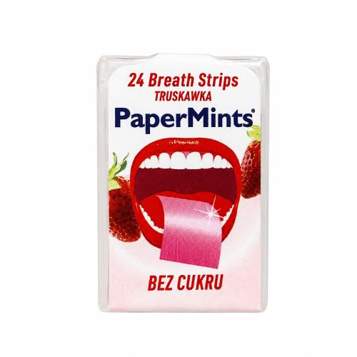 Miniaturka artykułu - PaperMints Listki do ust odświeżające truskawkowe, 24 szt.