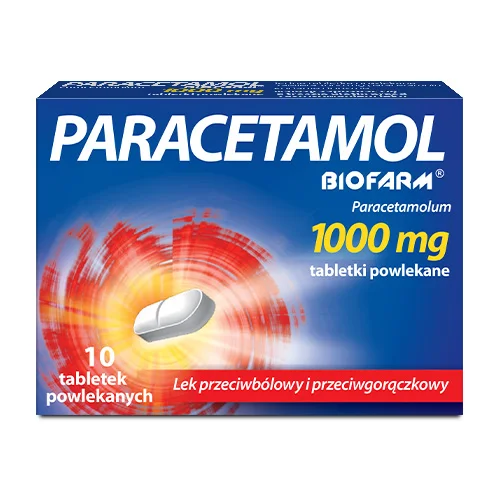 Miniaturka artykułu - Paracetamol Biofarm 1000mg x 10 tabletek powlekanych