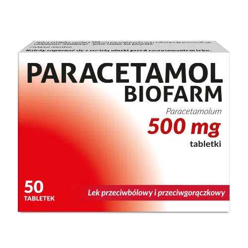 Miniaturka artykułu - Paracetamol Biofarm 500  mg, 50 tabl.