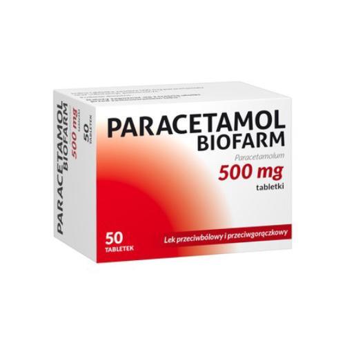 Miniaturka artykułu - Paracetamol Biofarm 500  mg, 50 tabl. USZKODZONE TEKTUROWE OPAKOWANIE (1szt.)