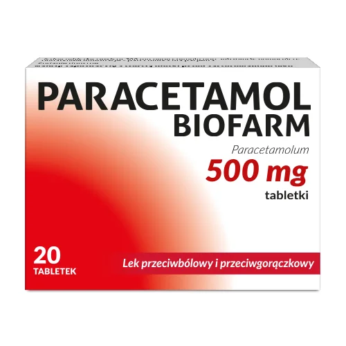 Miniaturka artykułu - Paracetamol Biofarm 500mg, 20 tabl.