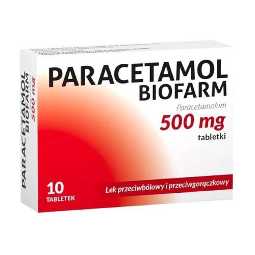 Miniaturka artykułu - Paracetamol Biofarm tabl. 0,5 g 10 tabl.