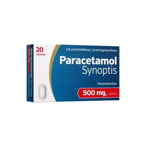 Miniaturka artykułu - PARACETAMOL SYNOPTIS 500mg, 20tabl.