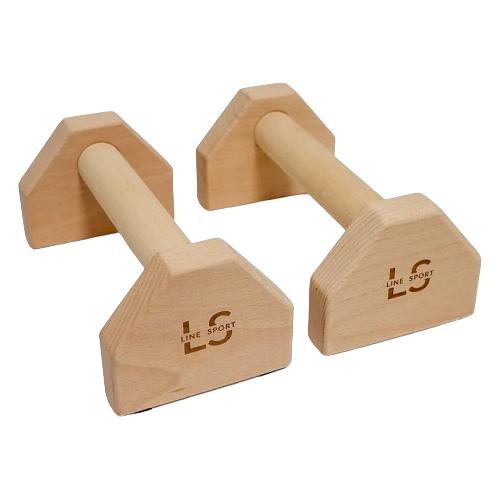 Miniaturka artykułu - Line Sport Paraletki drewniane Uchwyty do pompek 25 x 12,5 x 10 cm