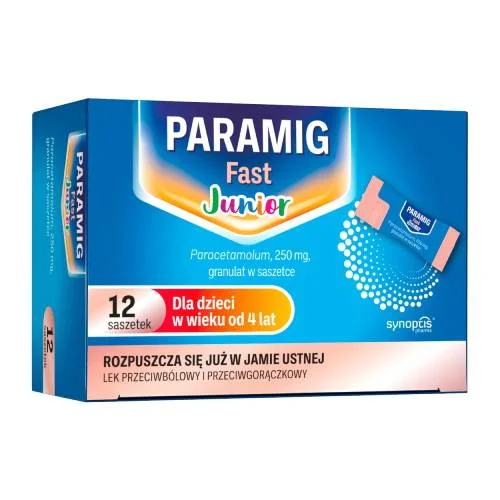Miniaturka artykułu - PARAMIG Fast Junior 250 mg granulat, 12 saszetek