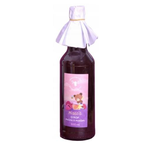Miniaturka artykułu - PASIEKI RODZINY SADOWSKICH Miodziś Syrop malinowy z miodem, 500ml