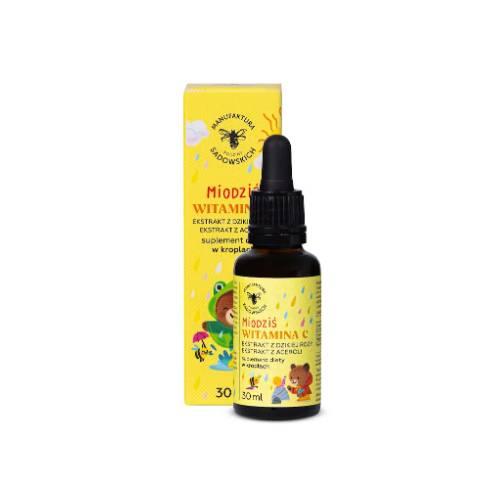 Miniaturka artykułu - PASIEKI RODZINY SADOWSKICH Miodziś Witamina C dla dzieci, 30ml
