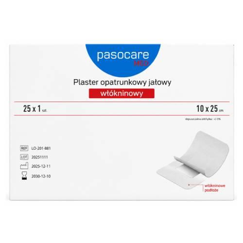 Miniaturka artykułu - Pasocare Med Plaster opatrunkowy jałowy, wł&oacute;kninowy 10 x 25 cm, 25 szt.