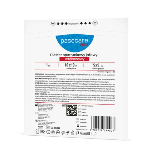 Miniaturka artykułu - Pasocare Med Plaster opatrunkowy jałowy wł&oacute;kninowy 10 x 10cm, 1 szt.
