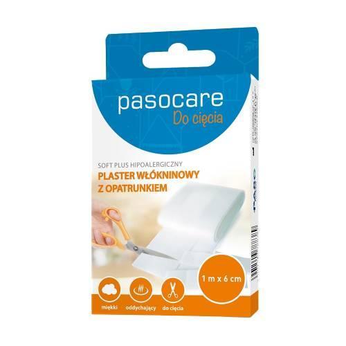 PASOCARE SOFT PLUS Plaster wł&oacute;kninowy z opatrunkiem 1m x 6cm, 1szt. USZKODZONE TEKTUROWE OPAKOWANIE