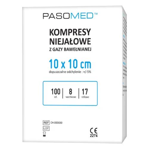Miniaturka artykułu - Pasomed Kompresy niejałowe 17 nitkowe 8 warstwowe 10 x 10 cm, 100 szt.