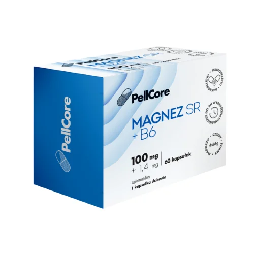 Miniaturka artykułu - PellCore Magnez SR + B6, 60 kaps.