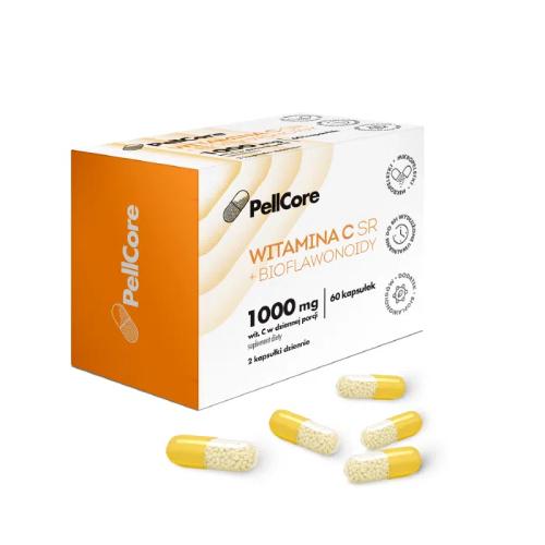Miniaturka artykułu - PellCore Witamina C SR + Bioflawonoidy, 60 kaps.