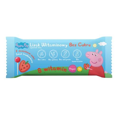 Miniaturka artykułu - PEPPA PIG Lizak witaminowy bez cukru smak truskawkowy, 1 szt.
