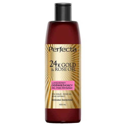 Miniaturka artykułu - PERFECTA 24K Gold & Rose Oil Luksusowy odświeżający żel pod prysznic R&oacute;żana Świeżość, 400 ml