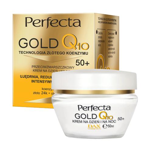 Miniaturka artykułu - PERFECTA Gold Q10 Przeciwzmarszczkowy krem do twarzy na dzień i na noc 50+, 50 ml