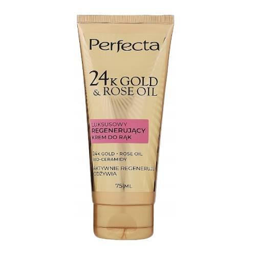 Miniaturka artykułu - PERFECTA 24K Gold & Rose Oil Luksusowy regenerujący krem do rąk, 75ml