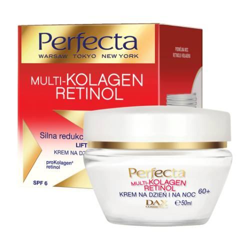Miniaturka artykułu - PERFECTA Multi-Kolagen Retionol 60+ Lifting Krem do twarzy na dzień i na noc, 50ml 