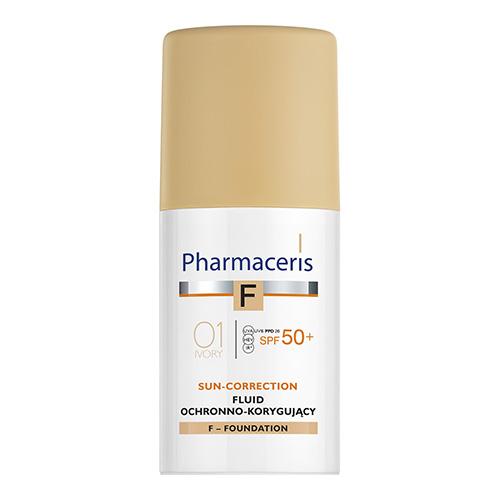 Miniaturka artykułu - PHARMACERIS F Fluid ochronno-korygujący SPF 50+ (Kolor IVORY 01), 30 ml