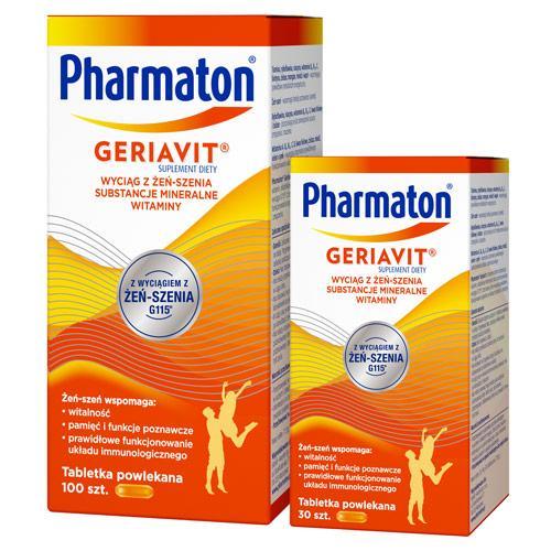 Miniaturka artykułu - Pharmaton Geriavit Zestaw, 100 + 30 tab. KR&Oacute;TKA DATA 30.09.2026