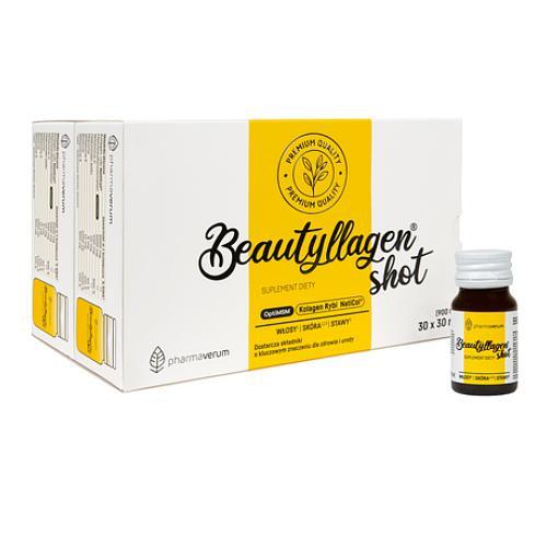 Miniaturka artykułu - Pharmaverum Beautyllagen Shot, 30 but. x  30 ml USZKODZONE / BRAK 1 BUTELECZKI