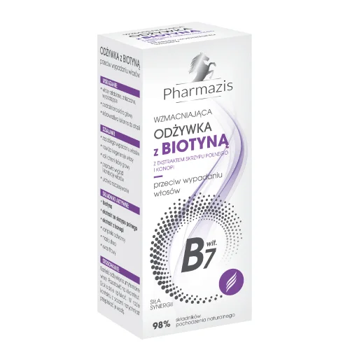 Miniaturka artykułu - Pharmazis Wzmacniająca odżywka do włos&oacute;w z biotyną z ekstraktem skrzypu polnego i konopi, 250 ml