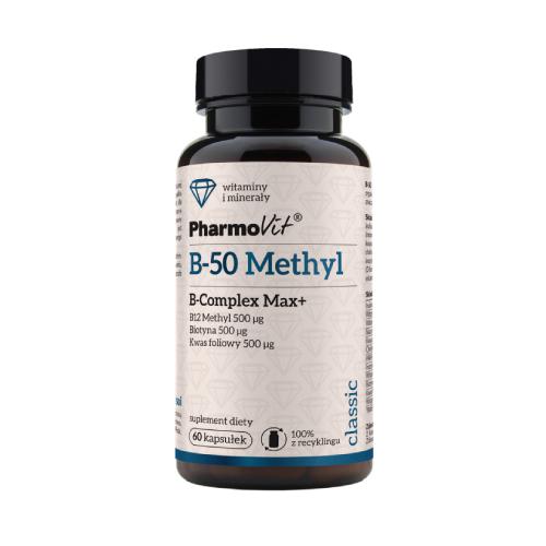 Miniaturka artykułu - PHARMOVIT B-50 Methyl B-Complex Max+, 60 kapsułek