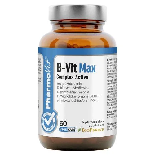 Miniaturka artykułu - PHARMOVIT B-Vit Max Complex Active, 60 vcaps