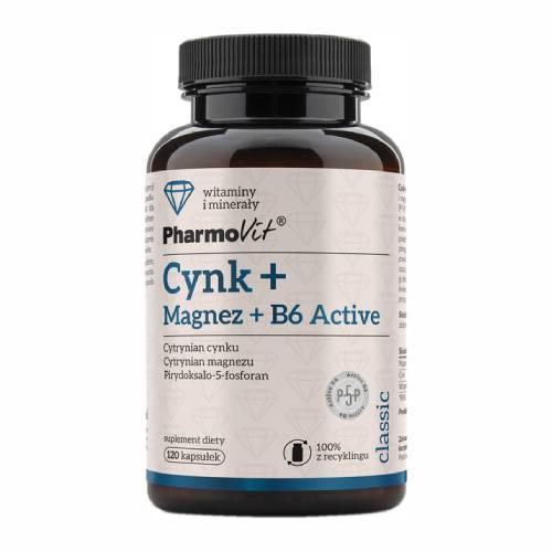 Miniaturka artykułu - PHARMOVIT Cynk+Magnez+B6 Active, 120 kapsułek