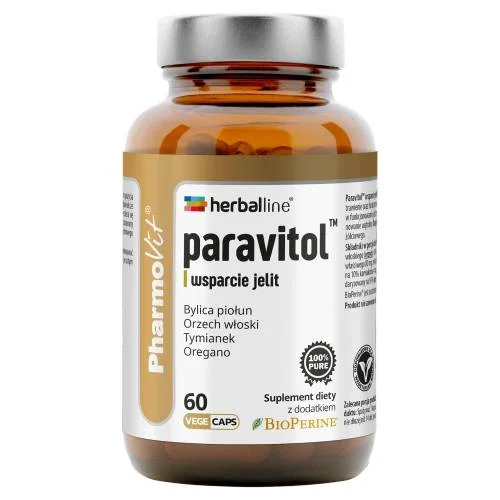 Miniaturka artykułu - PHARMOVIT Herbaline Paravitol Wsparcie Jelit, 60 kaps.