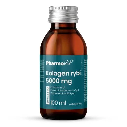 Miniaturka artykułu - PHARMOVIT Kolagen rybi 5000 mg Supples & Go shot, 100 ml