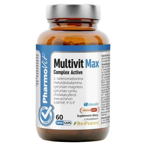 Miniaturka artykułu - PHARMOVIT Multivit Max Complex Active, 60 kapsułek