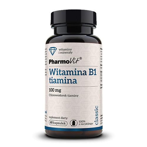 Miniaturka artykułu - PHARMOVIT Witamina B1 tiamina 100mg, 60 kaps.