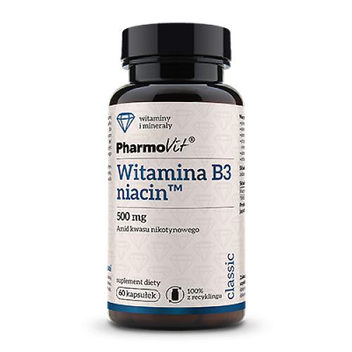 Miniaturka artykułu - PHARMOVIT Witamina B3 niacin 500 mg, 60 kaps.
