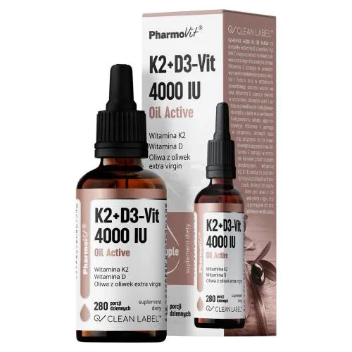 Miniaturka artykułu - PHARMOVIT Witaminy K2+D3-Vit 4000 IU Oil Active, 30ml