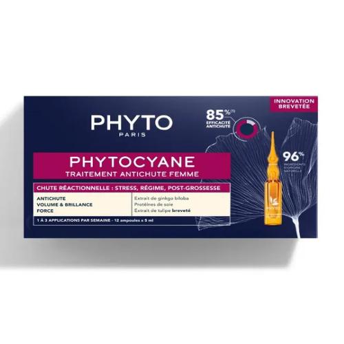 Miniaturka artykułu - PHYTO PHYTOCYANE Kuracja przeciw postępującemu wypadaniu włosów dla kobiet, 12x5ml