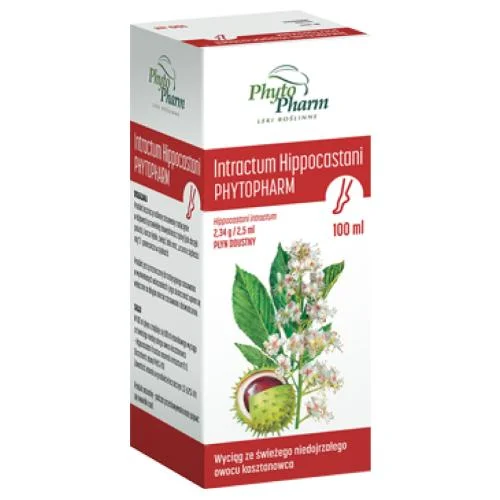 Miniaturka artykułu - PhytoPharm Intractum Hippocastani Płyn doustny, 100 ml KR&Oacute;TKA DATA 30.11.2026