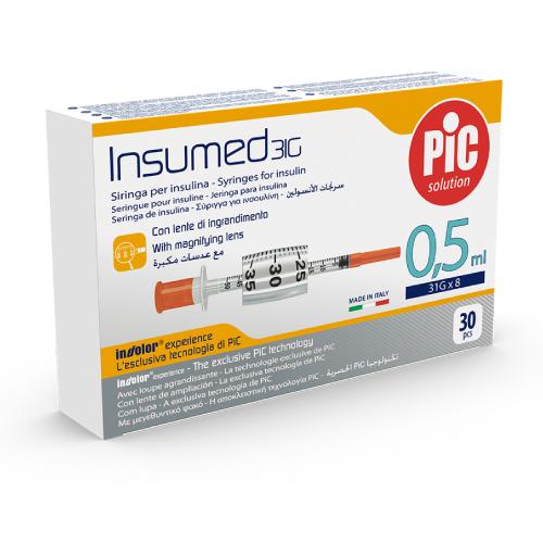 Pic Insumed PIC Insumed Jednorazowe strzykawki do insuliny 0,5ml 31G 8mm, 30 sztuk ...