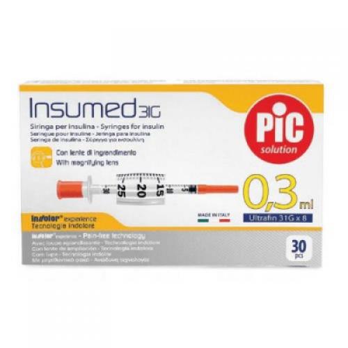 Pic Insumed PIC Insumed Jednorazowe strzykawki do insuliny, 30 sztuk – apteka ...