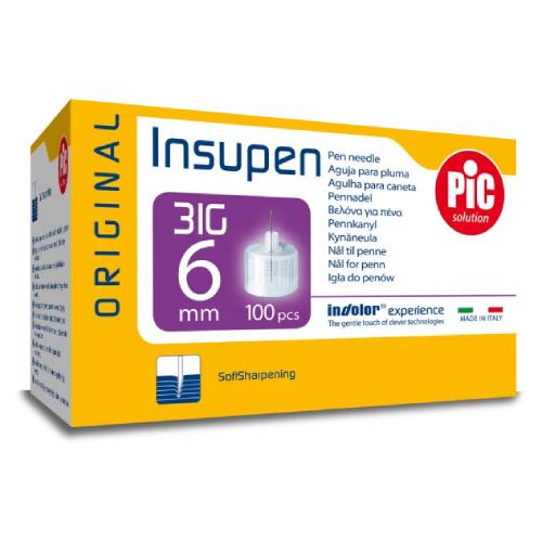 Miniaturka artykułu - PIC Insupen Igły do pen&oacute;w 31G 6mm, 100 sztuk