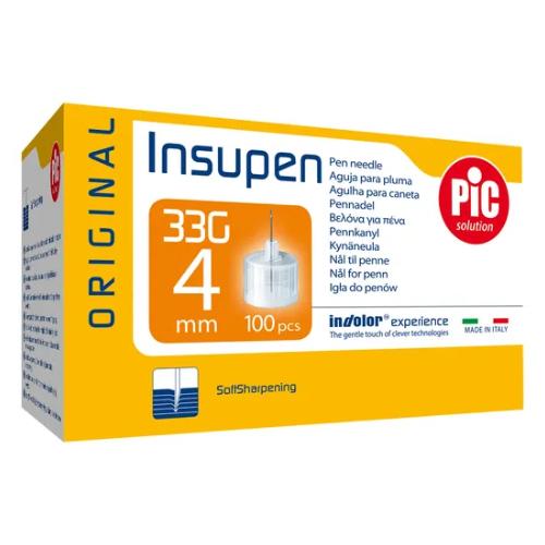 Miniaturka artykułu - PIC Insupen Igły do pen&oacute;w insulinowych 33G 4mm, 100 sztuk