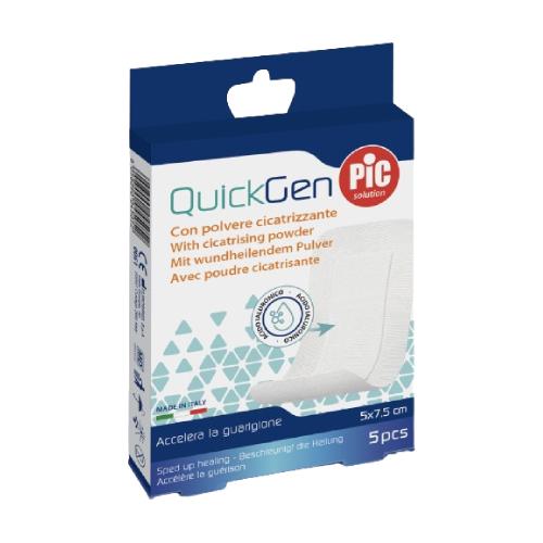 Miniaturka artykułu - PIC QuickGen Plaster z gazą nasączaną kwasem hialuronowym 5 x 7,5cm, 5 szt.