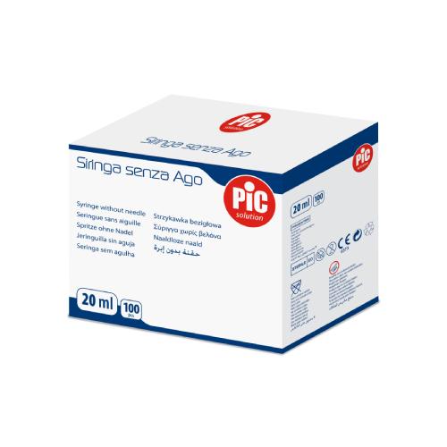 Miniaturka artykułu - PIC Strzykawka 20 ml Luer, 100 szt. USZKODZONE TEKTUROWE OPAKOWANIE