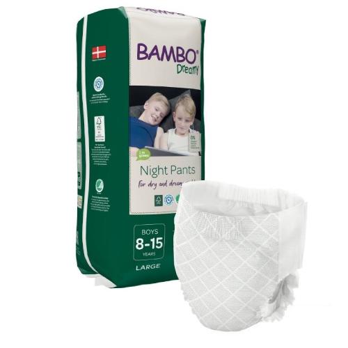 Miniaturka artykułu - BAMBO Dreamy Night Pants BOYS 8-15lat (L 35-50kg) Pieluszki, 10szt.