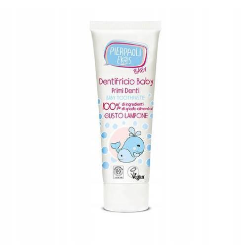 Miniaturka artykułu - PIERPAOLI EKOS Baby Pasta do pierwszych ząbk&oacute;w z 100% jadalnych składnik&oacute;w Malinowa z rumiankiem, 75ml