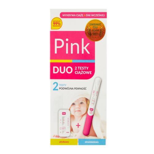 PINK DUO Podw&oacute;jny test ciążowy płytkowy i strumieniowy, 2szt. USZKODZONE TEKTUROWE OPAKOWANIE