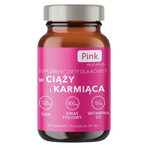 Miniaturka artykułu - Pink Mama W ciąży i karmiąca, 30 kaps. KR&Oacute;TKA DATA 31.10.2026